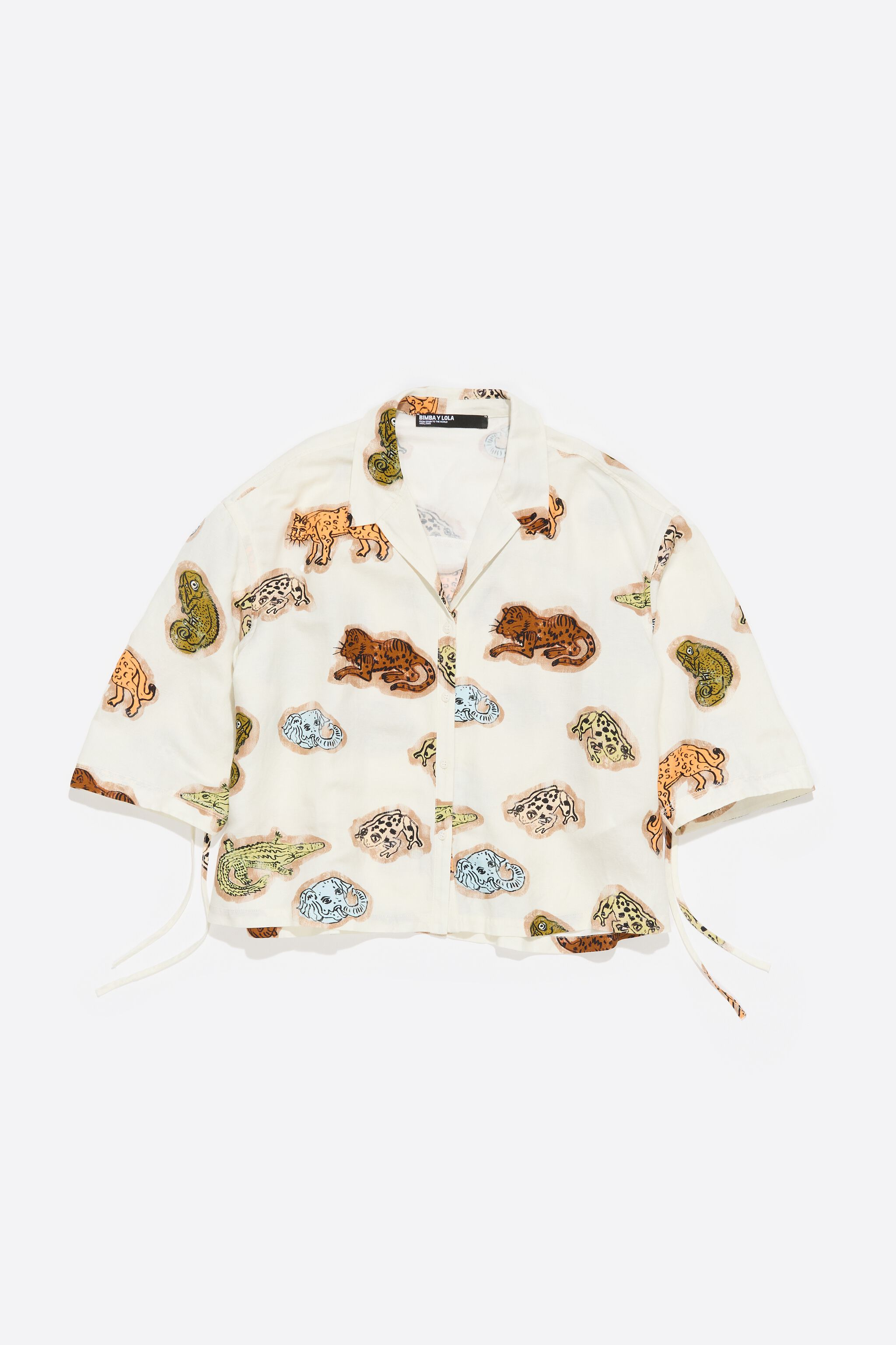 Brown Jungle Community linen boxy shirt