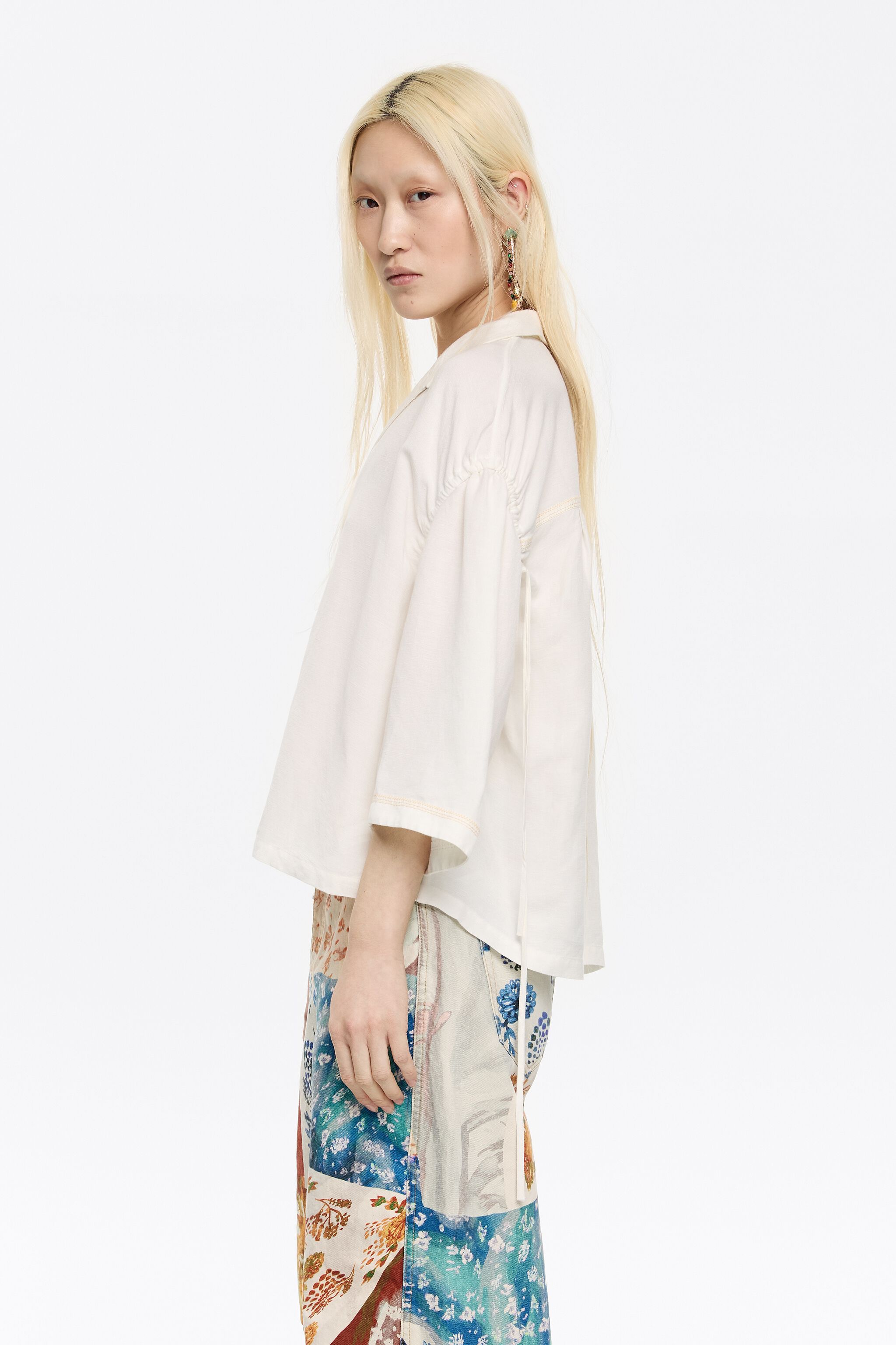 Ivory boxy linen shirt