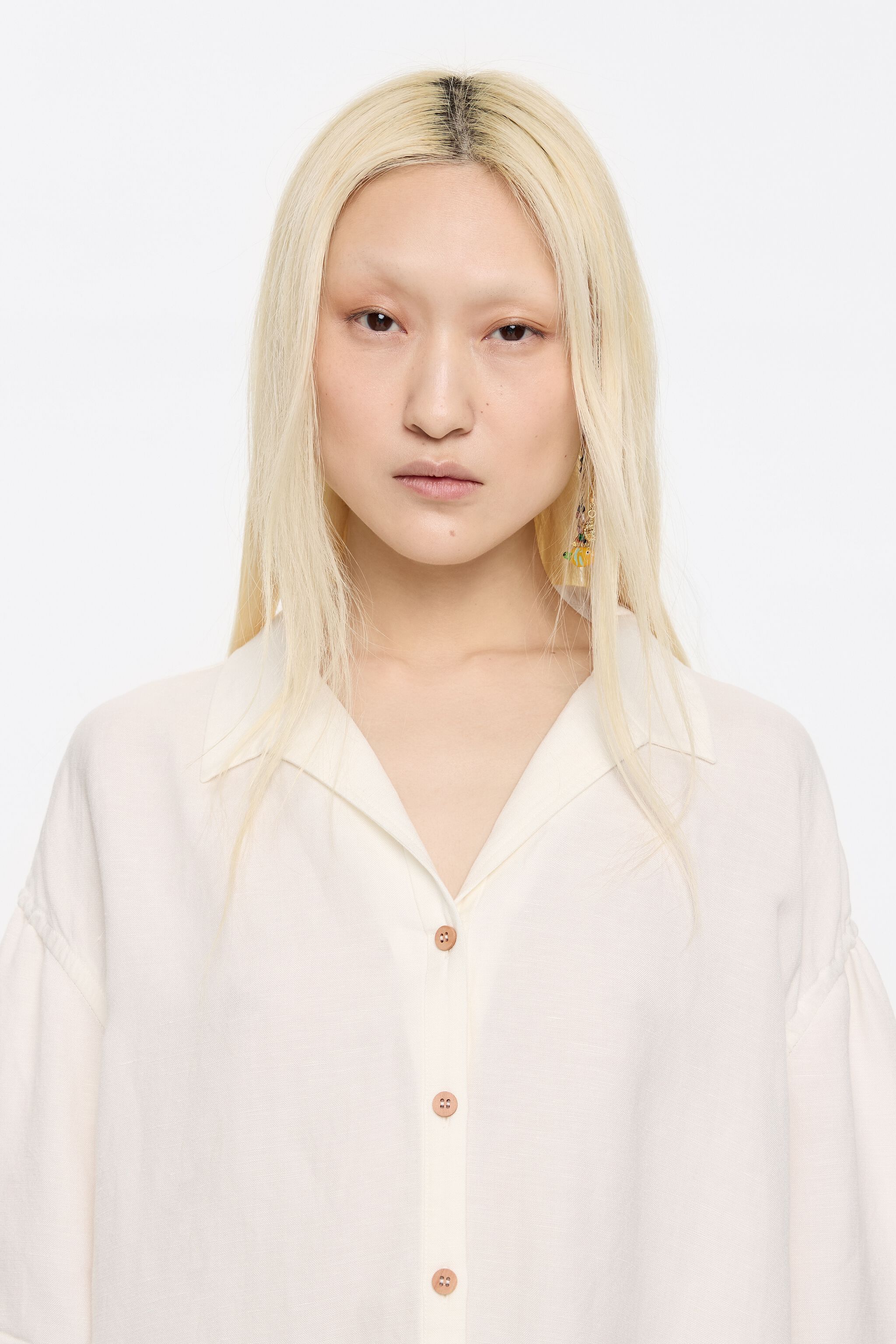 Ivory boxy linen shirt
