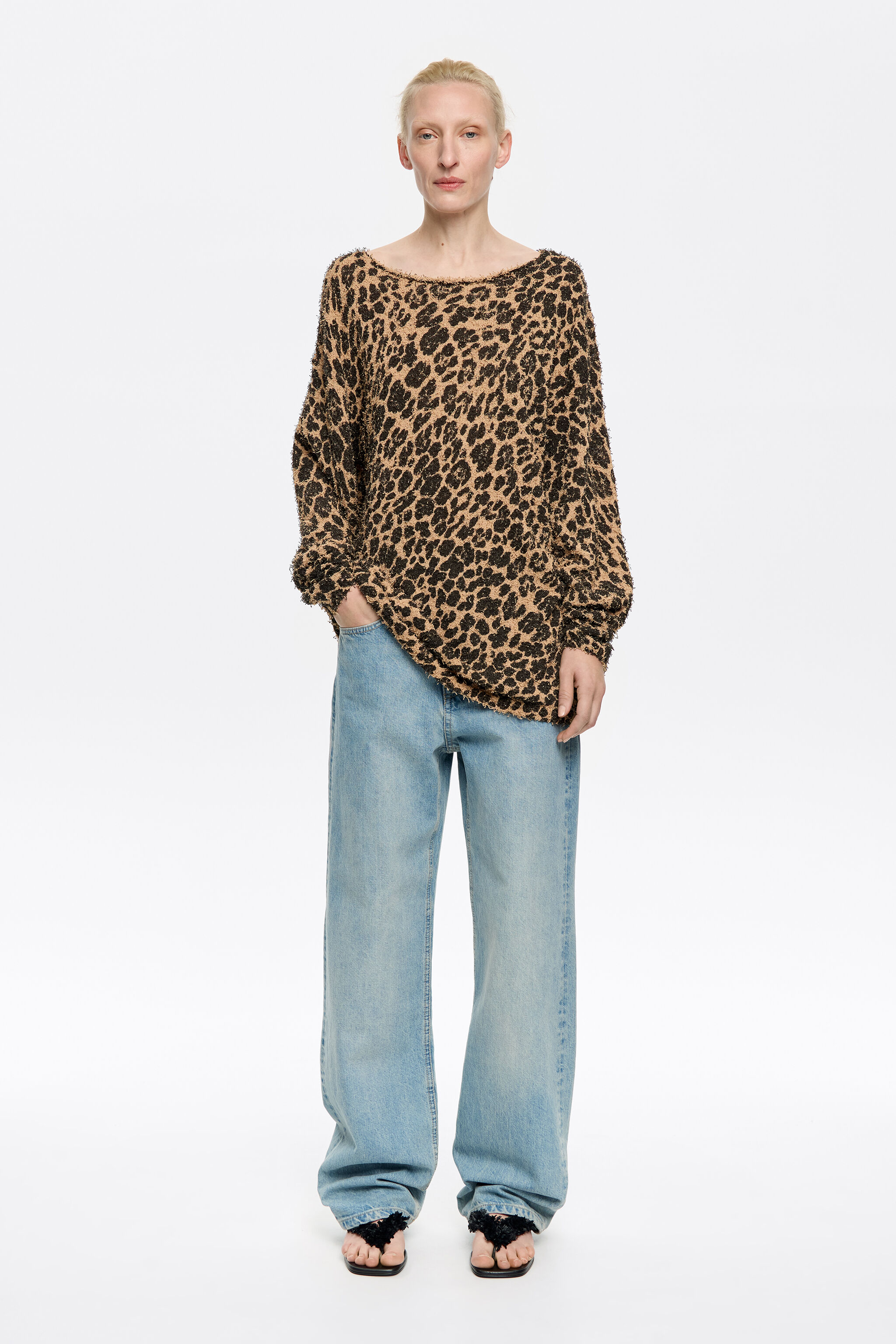 Natural Leopard fancy knit sweater