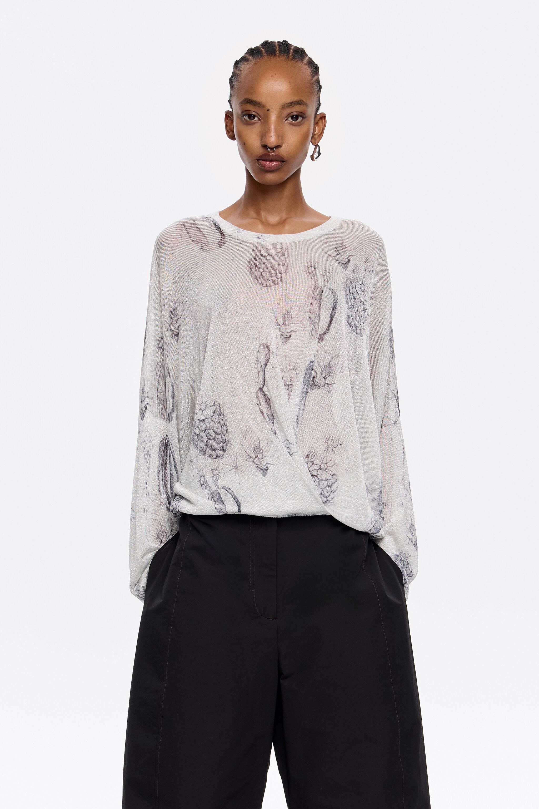 White lurex Cactus L&aacute;piz sweater