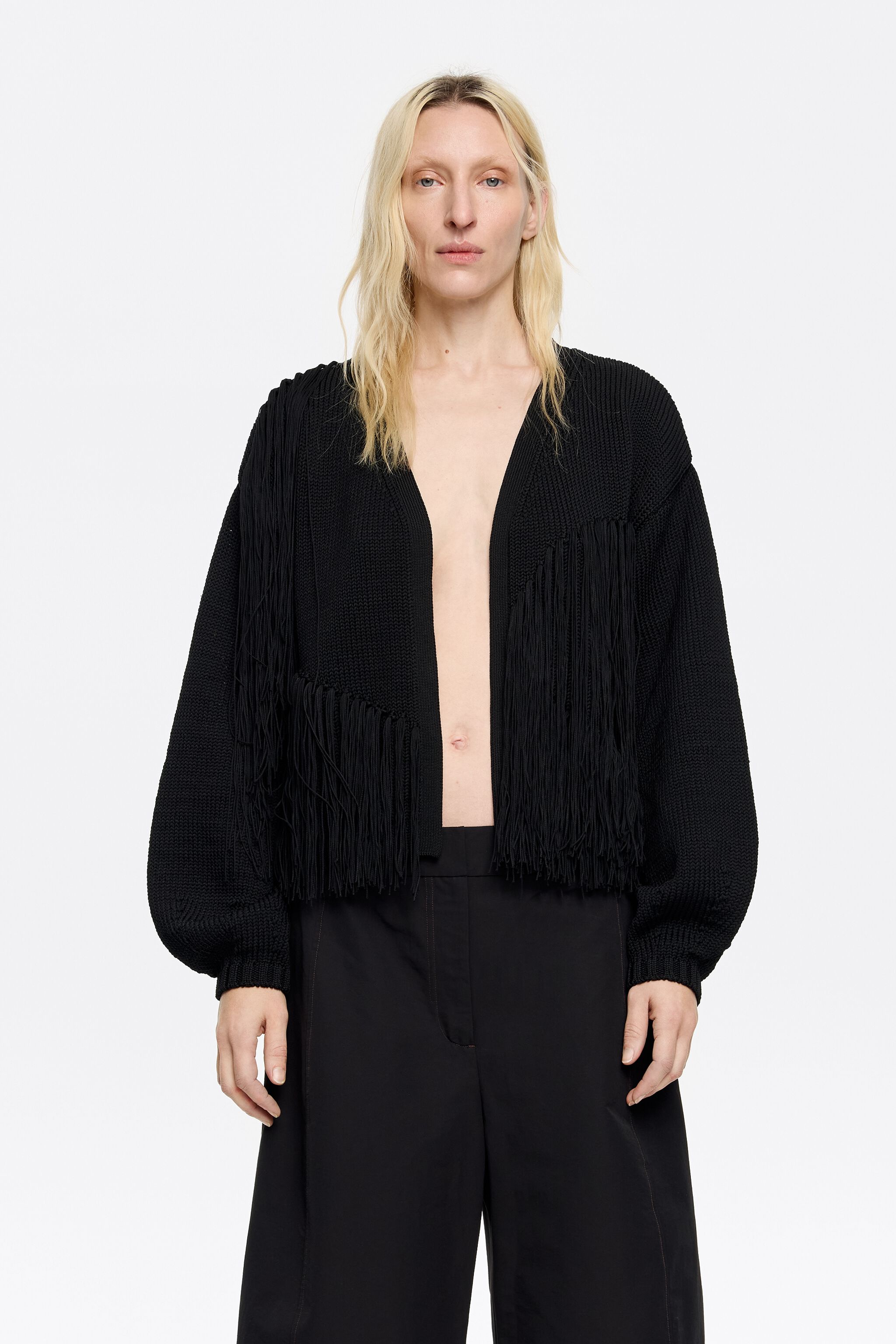 Black fringed cardigan