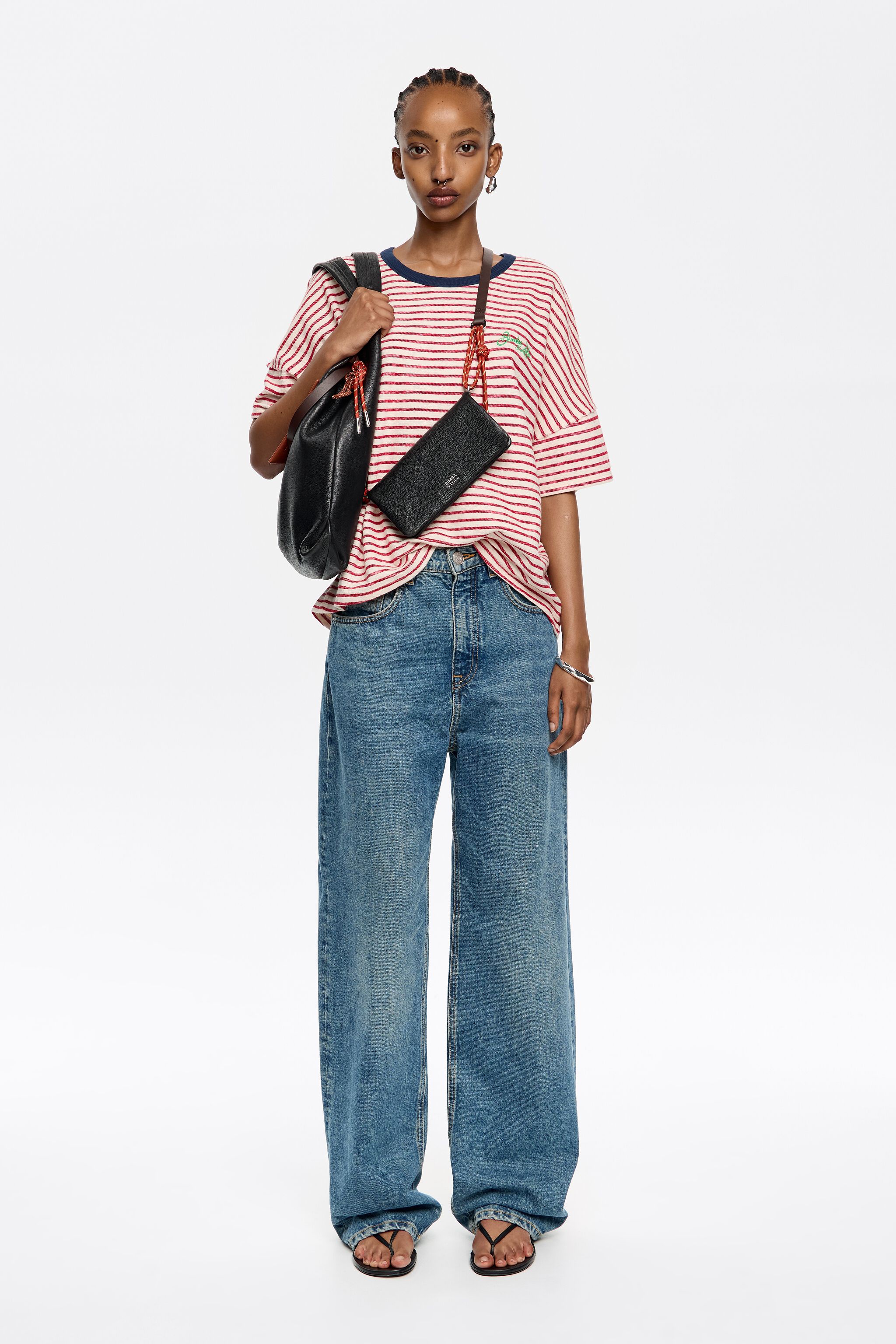 Red striped cotton boxy T-shirt