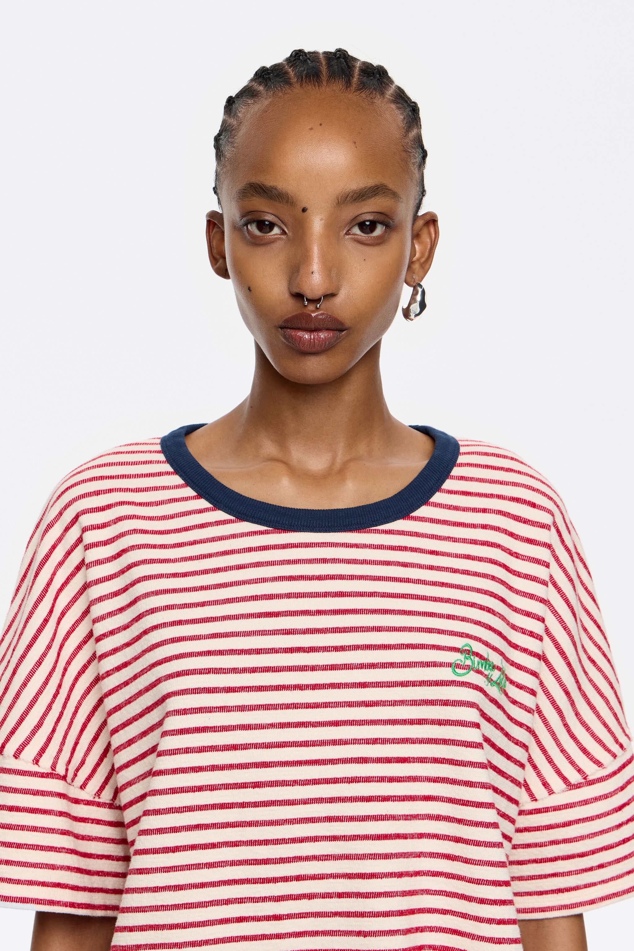 Red striped cotton boxy T-shirt