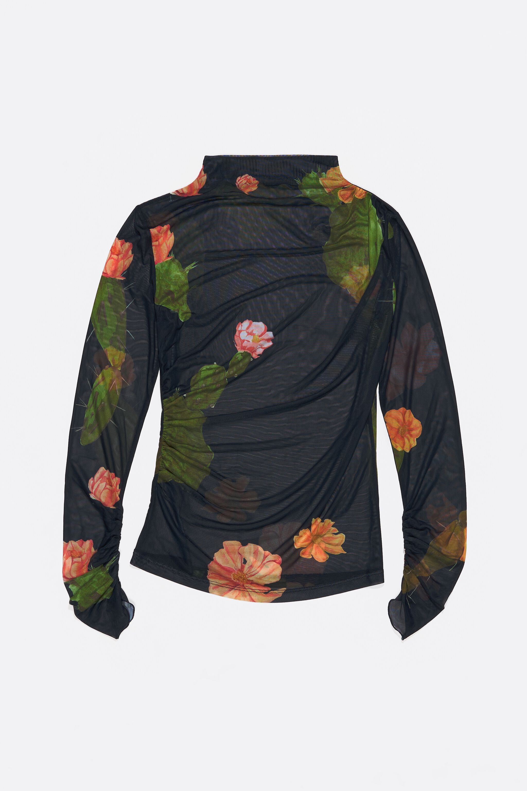 Black Cactus tulle ruched T-shirt