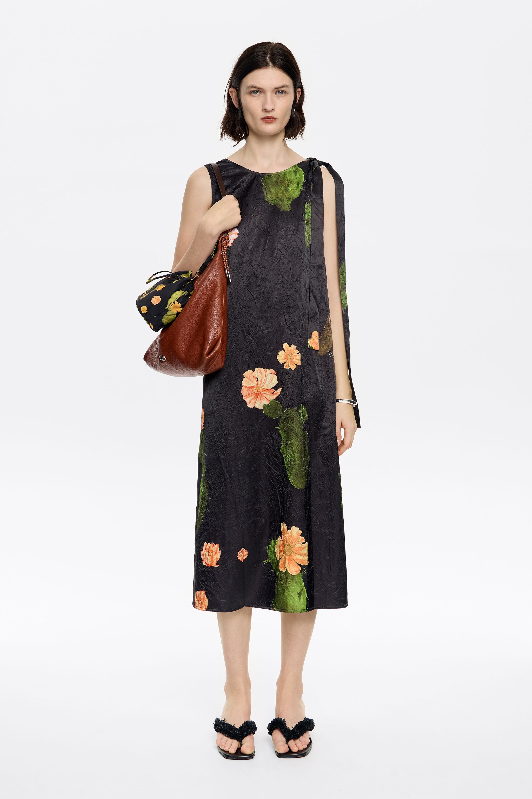 Black Cactus A-line dress