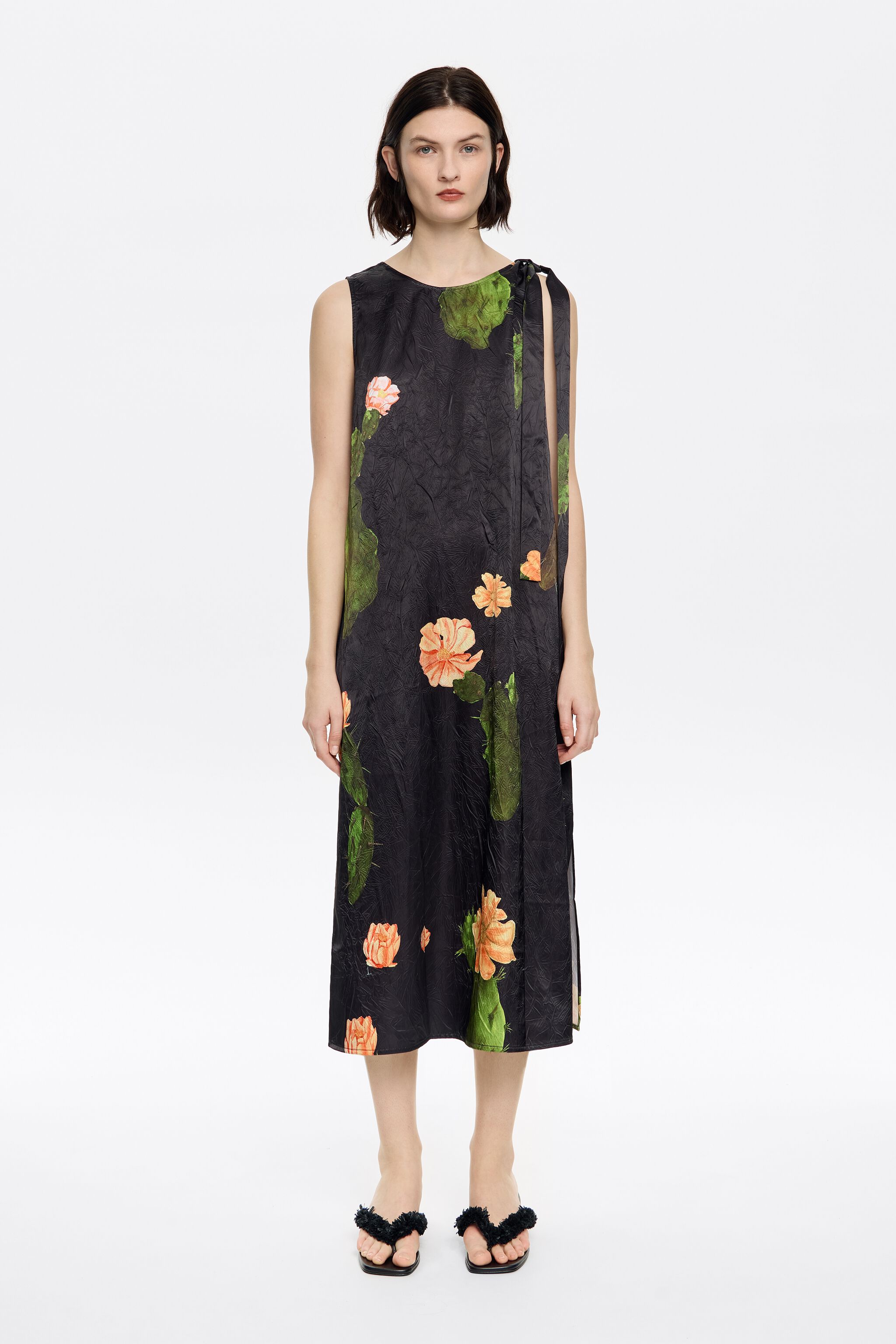 Black Cactus A-line dress