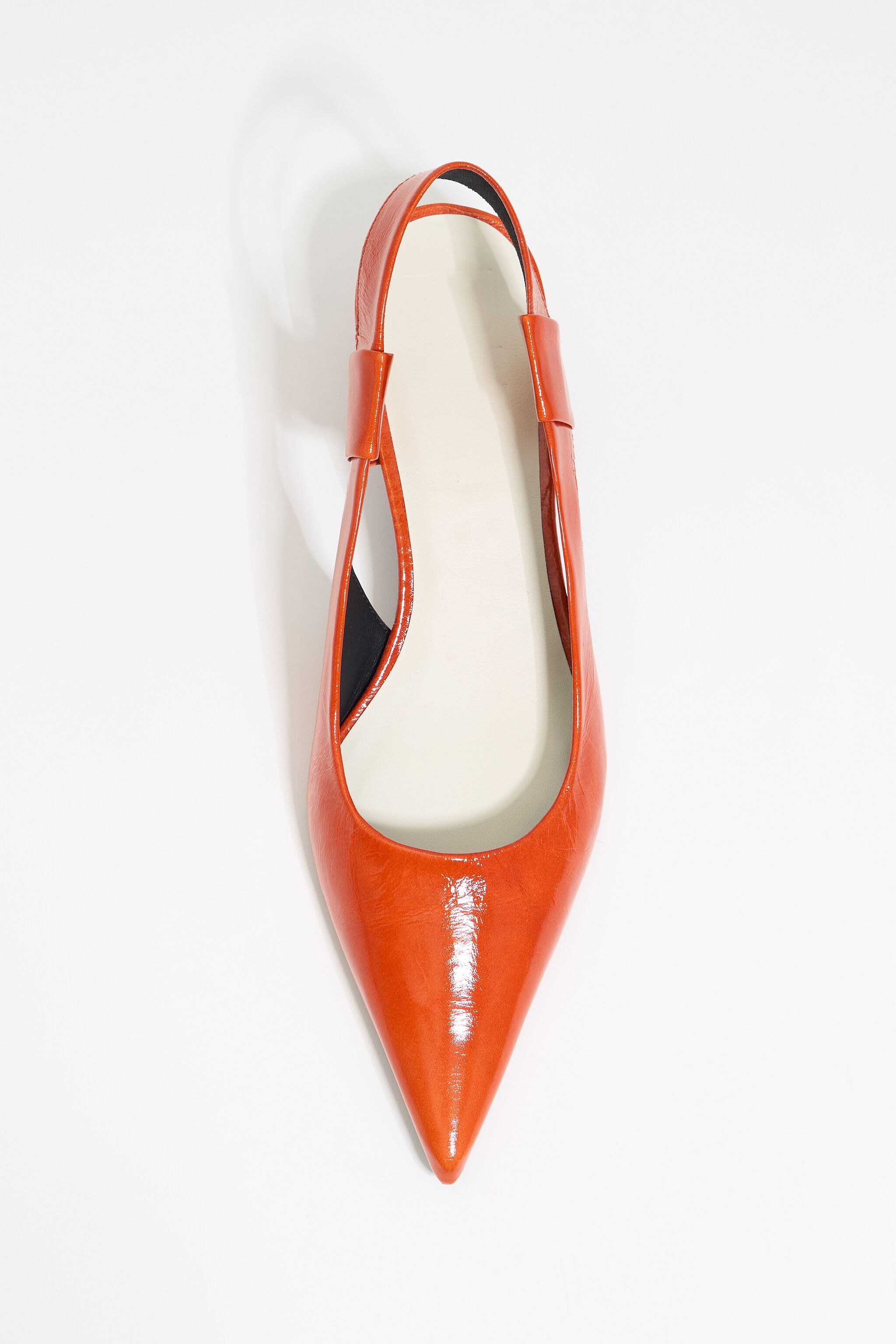 Orange leather slingback court shoe
