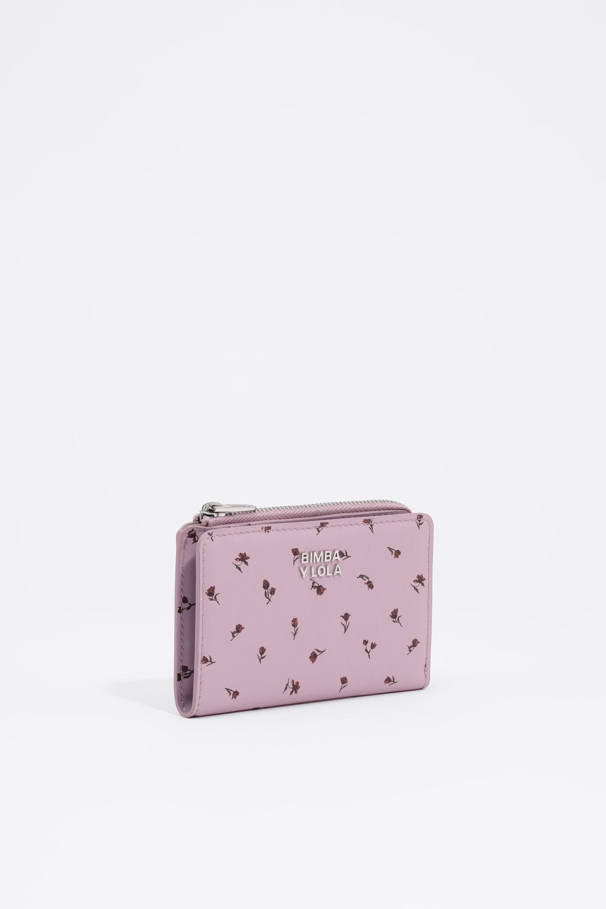 Mauve leather Tulip mini compact purse