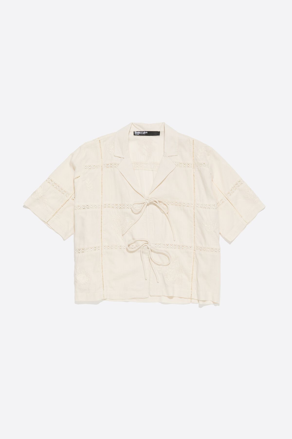 Product image for Cream Shirt With Bows And Embroidery