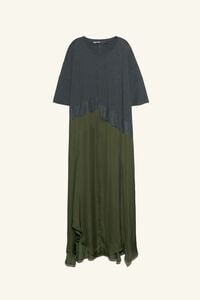 Vestido bimateria irregular caqui