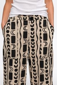 Pantal&oacute;n recto cintura el&aacute;stica Moon stripes blanco