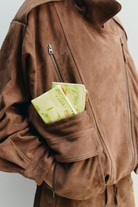 Shiny textured green pastel green Bimba logos print coin purse