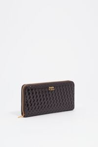 Large eggplant plaited zip wallet