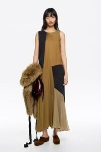 Vestido Patchwork fluido camel