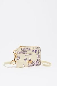 Shiny textured yellow and purple Bimba logo print coin purse/card holder