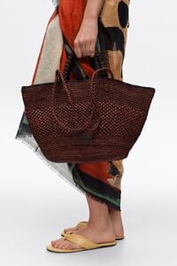 Bolso trenzado grande rafia noz