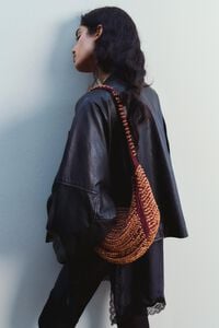 Small burgundy beaded crochet bag