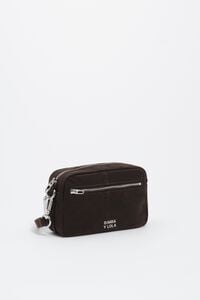Small dark brown coated crossbody bag