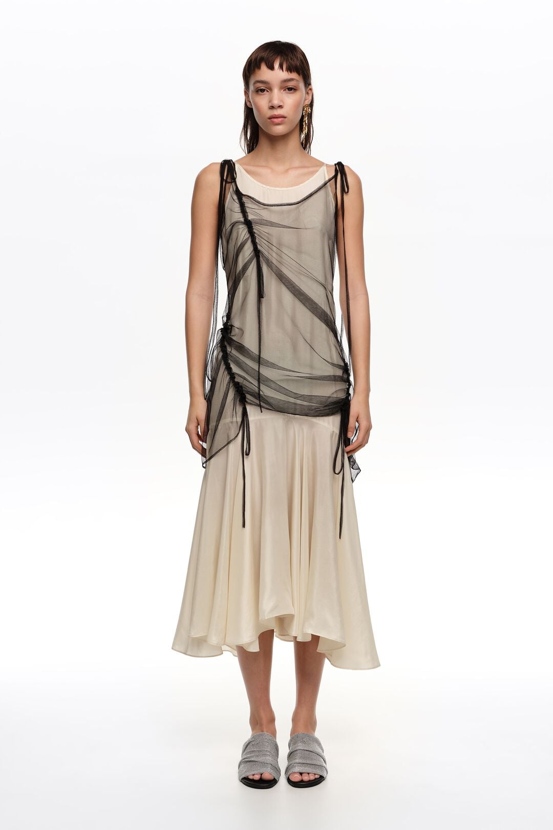 BIMBA Y LOLA Camisole dress with Black mesh overlay BIMBA Y LOLA Camisole dress with Black mesh overlay