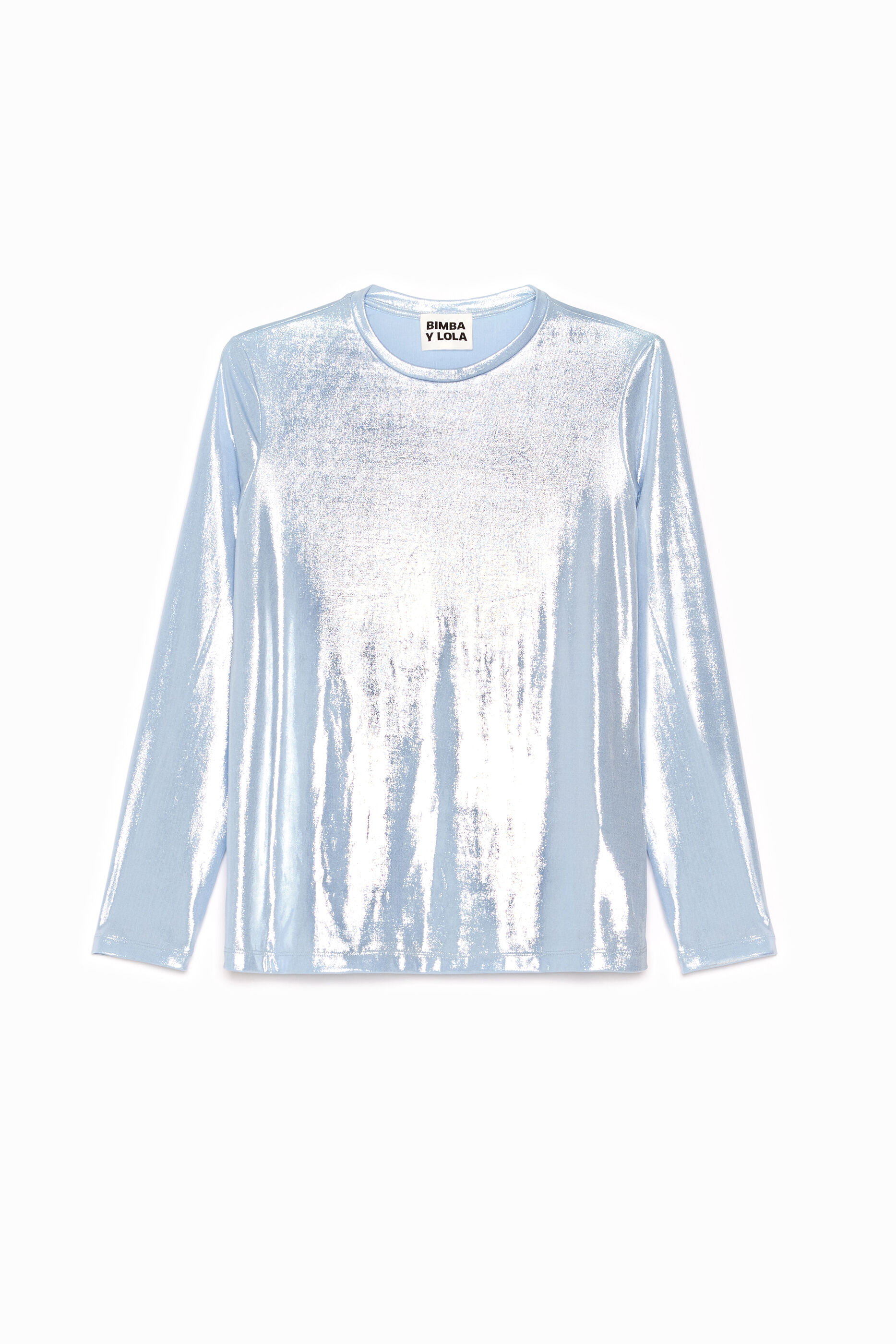 Straight shiny blue T-shirt