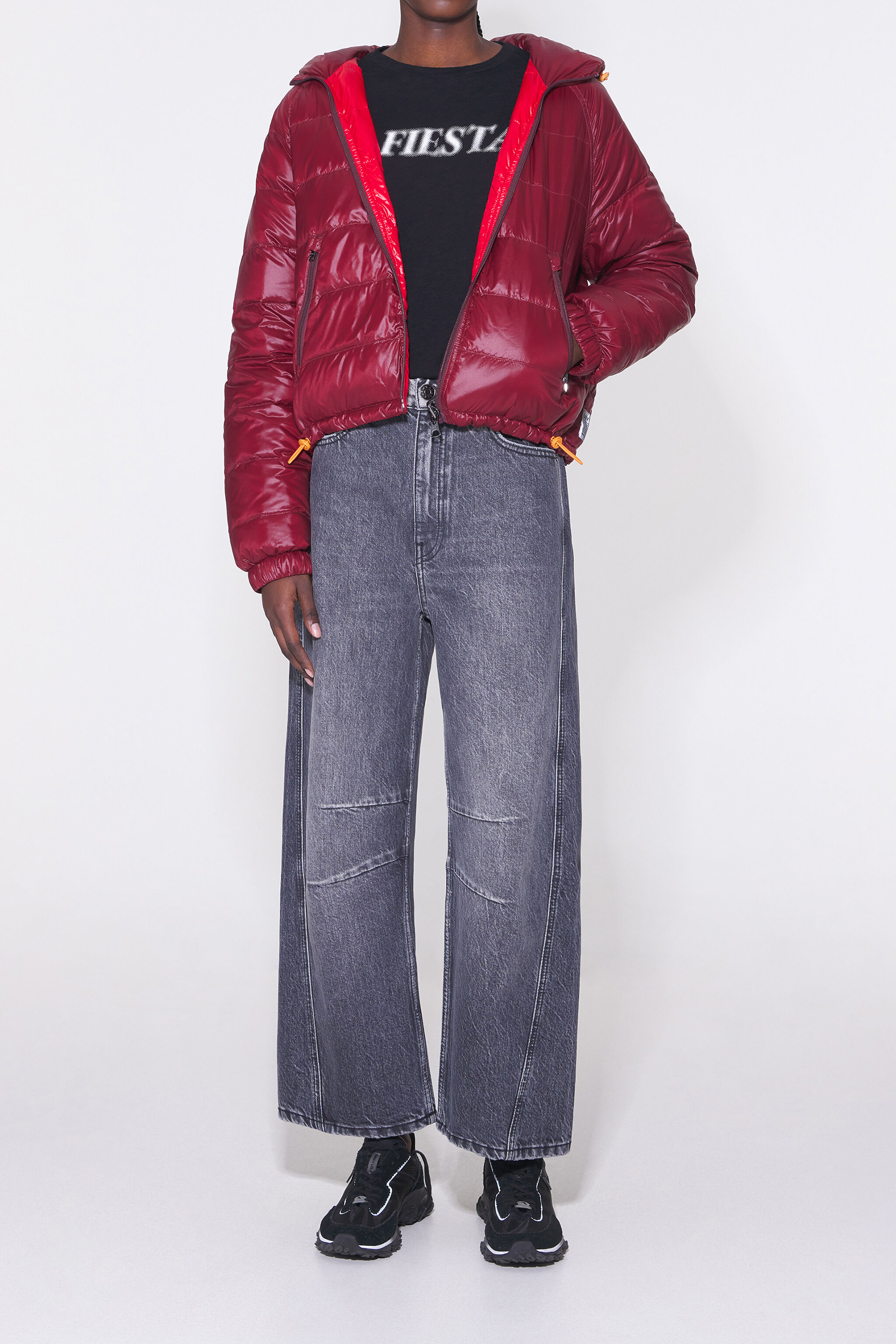 Burgundy reversible down puffer jacket