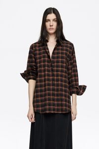 Orange checked textured shirt