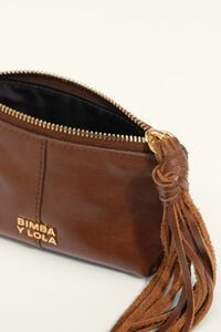 Cognac fringed leather coin purse