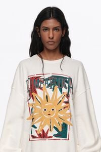 Sweatshirt logo Sun toalha marfim
