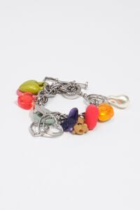 Pulsera multicharms coraz&oacute;n plateada