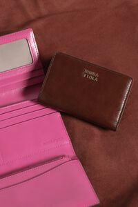 Dark tan leather compact purse