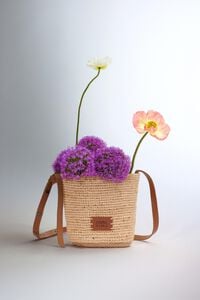Small natural raffia plaited bag