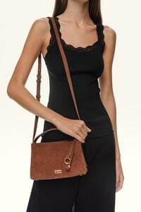 Bolso hobo Chihuahua mini piel casta&ntilde;a