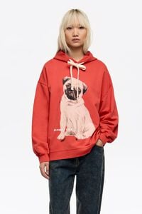 Red pug logo hoodie