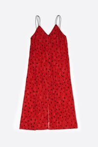 Red Cheeta Dots double cord strap dress