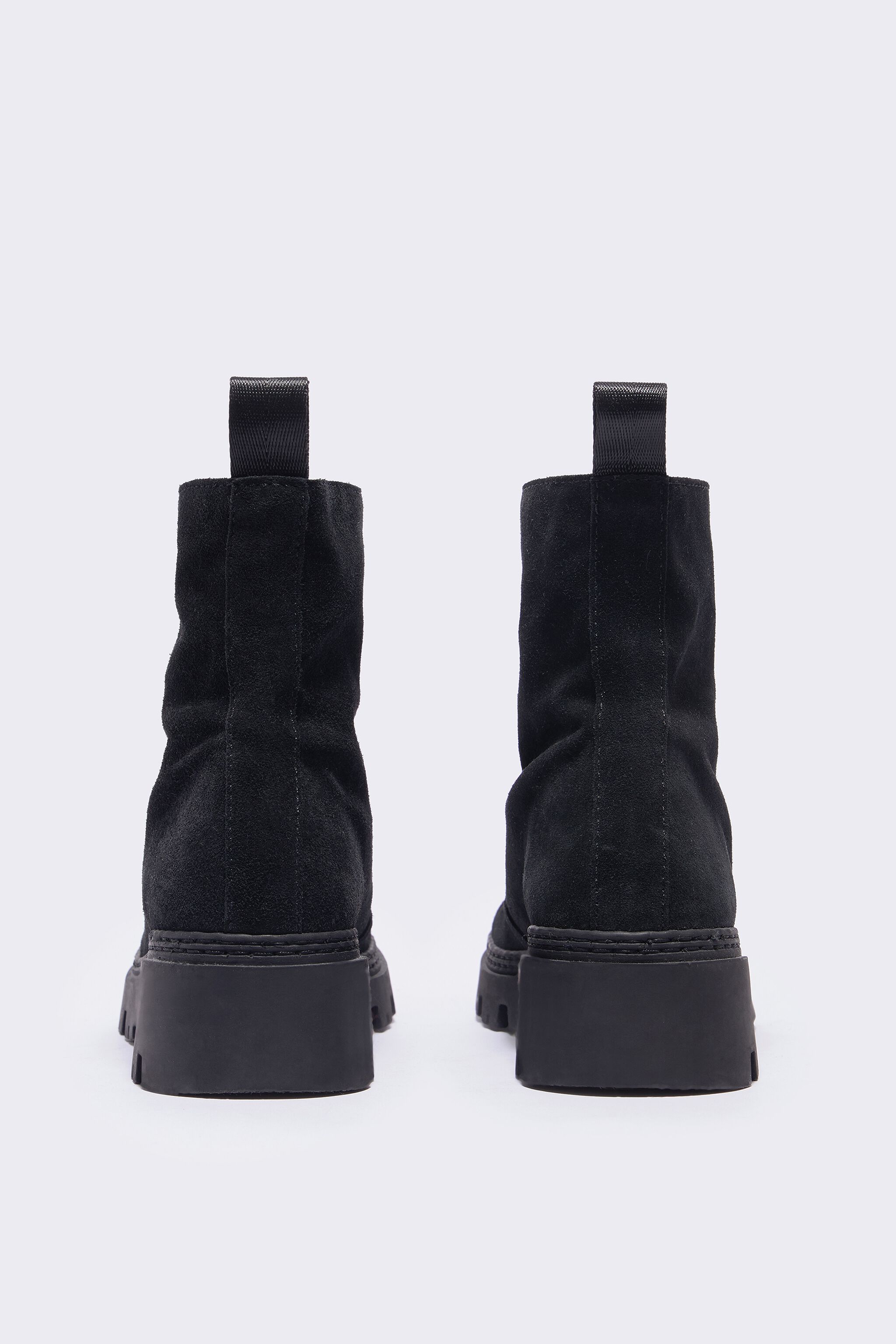 Black split leather ankle boot