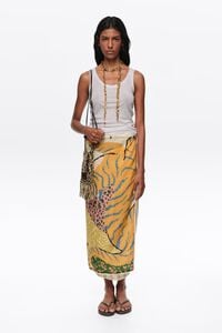 Wild patchwork linen sarong skirt