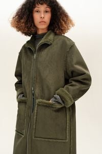 Khaki reversible fur coat
