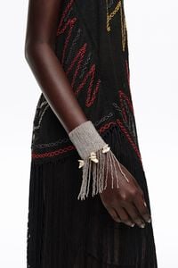 Silver and mother-of-pearl tassel bracelet