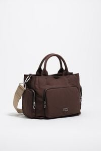 Bolso bandolera Pocket grande nylon marr&oacute;n oscuro