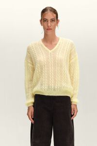 Light yellow boxy mohair sweater