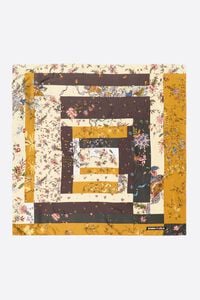 Ocher romantic flowers patchwork scarf