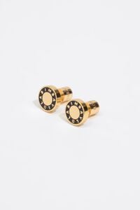 Black enamel logo earrings