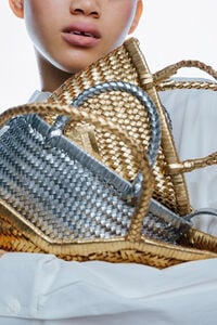 Silver plaited leather mini bag