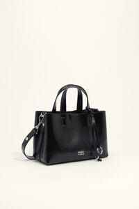 Medium black leather Chihuahua tote bag
