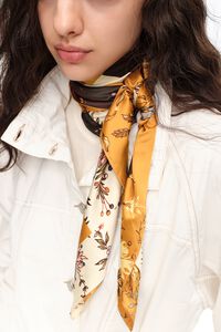 Ocher romantic flowers patchwork scarf