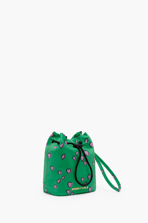 Minibolso saca S print Small Hearts verde