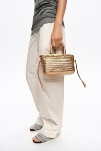 Gold plaited leather mini bag