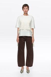 BARREL - Chocolate denim trousers with buckle