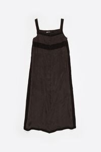 Washed black A-line dress with buttons and lace